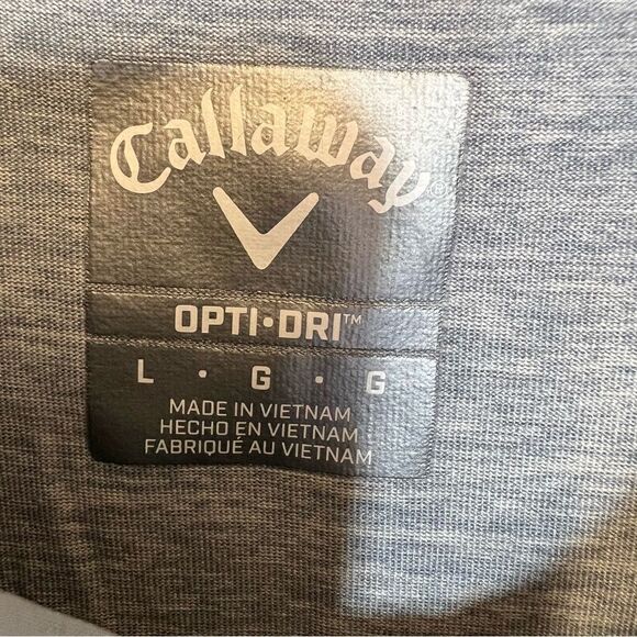 Callaway Opti-Dri Heather Grey Button Up Short Sleeve Golf Polo Shirt Sz L - Picture 9 of 10